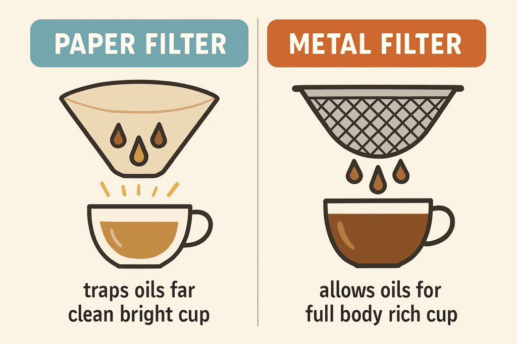 Paper vs metal coffee filters and their impact on flavor