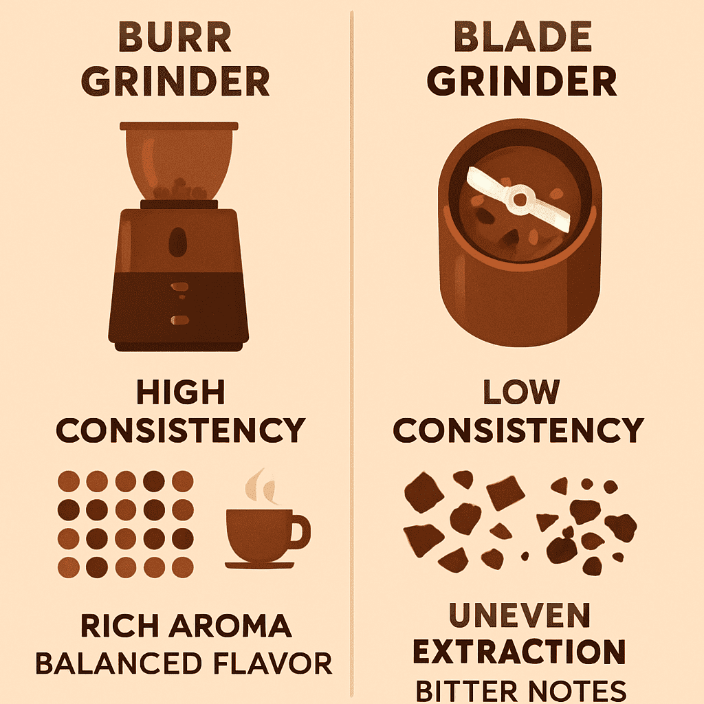 Why burr grinders produce superior coffee consistency over blade grinders