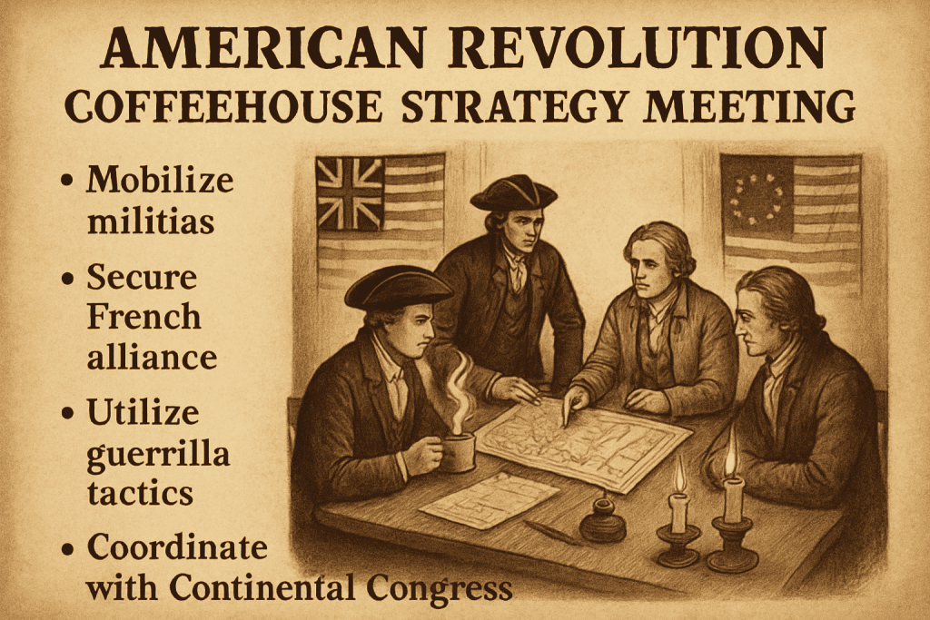 Patriots plotting independence over coffee.
