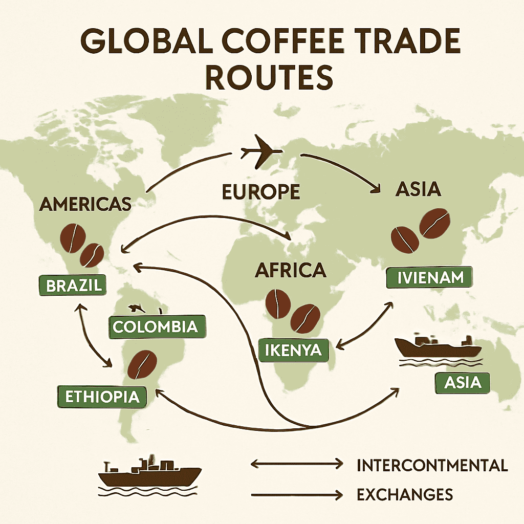Infographic of global coffee trade network