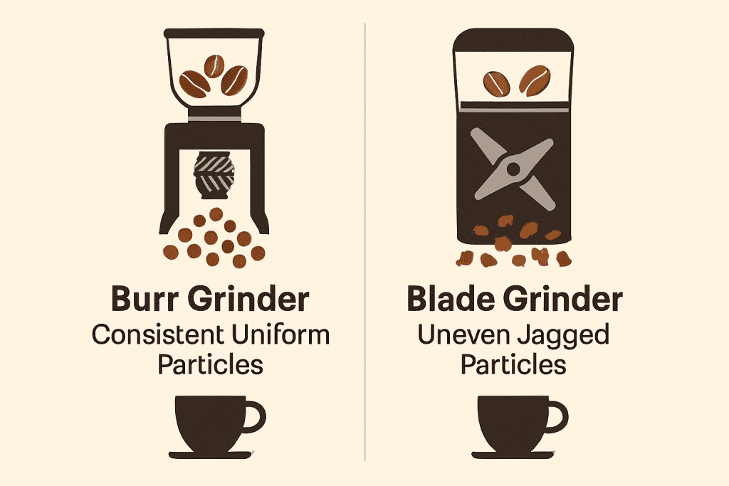 Burr grinder vs blade grinder particle consistency comparison