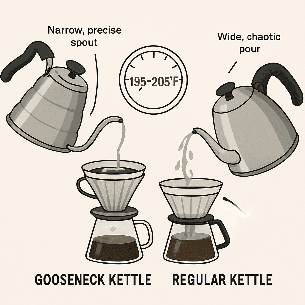 Gooseneck kettle precision pouring vs regular kettle flow control