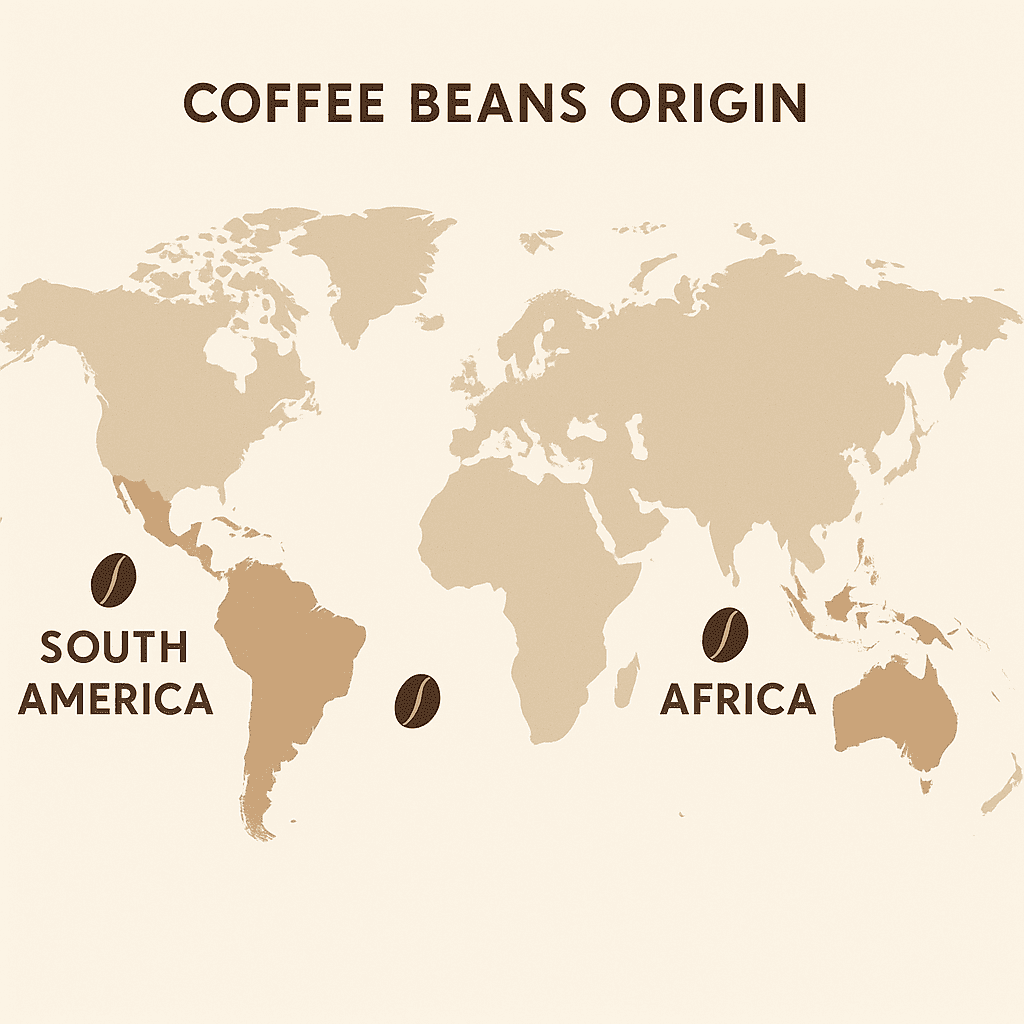 Coffee origins and caffeine content