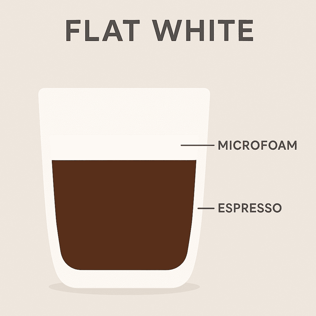 Visual breakdown of flat white's coffee-forward composition