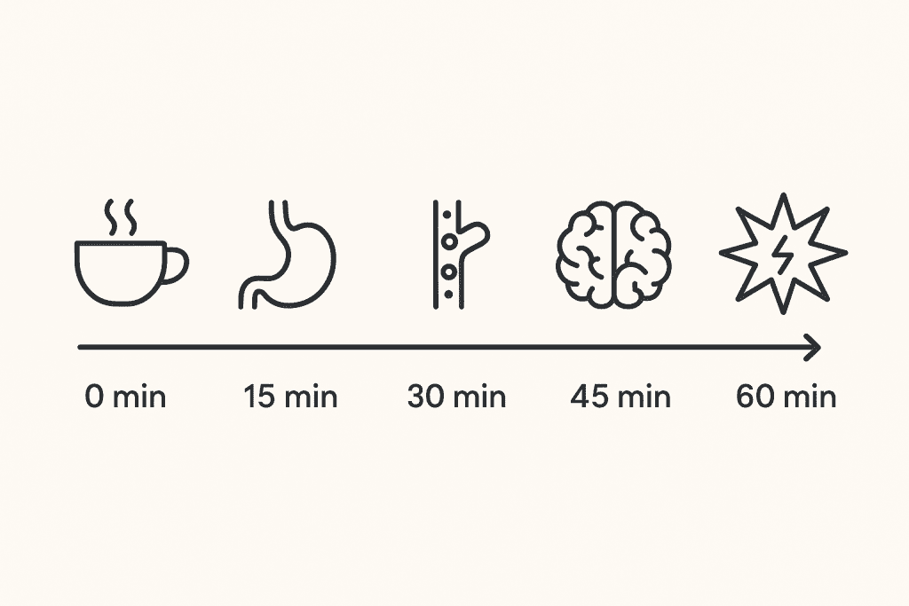 From Sip to System: How Quickly Caffeine Works