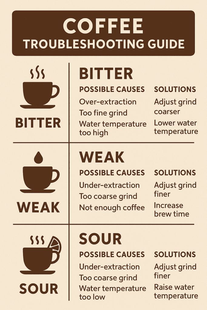 Coffee troubleshooting guide for common brewing issues and solutions