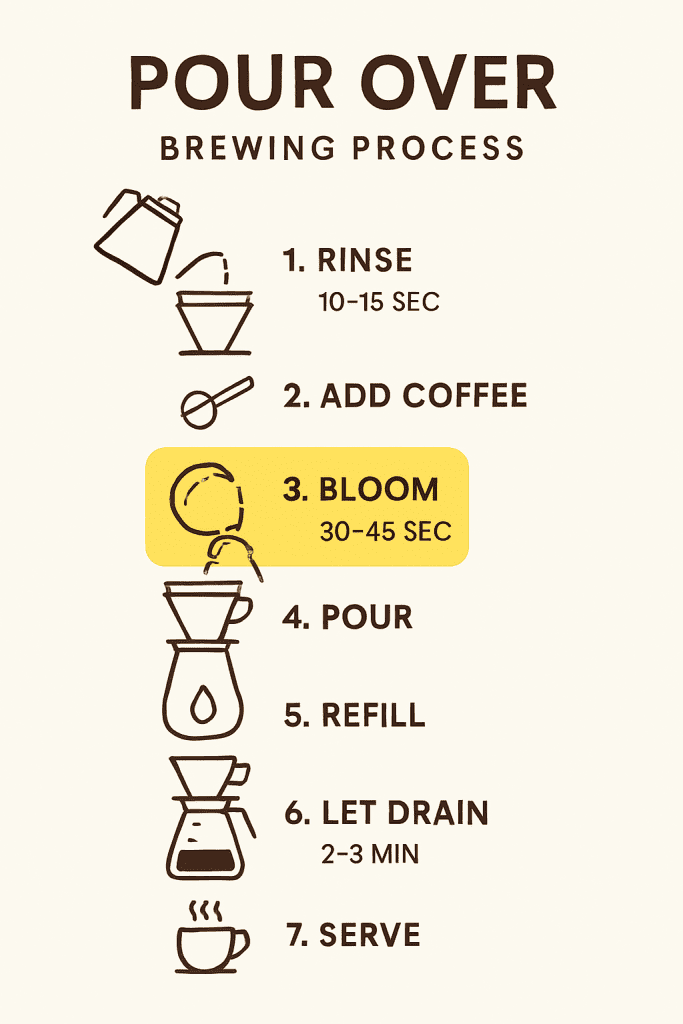  Step-by-step pour over coffee brewing timeline
