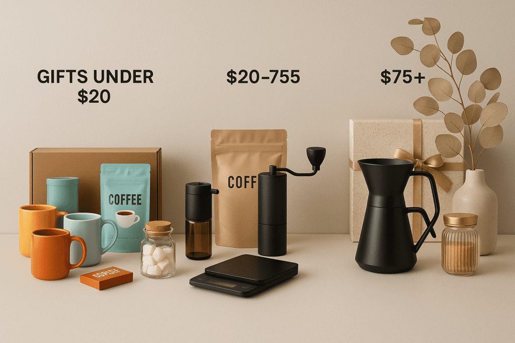Budget comparison showing affordable, mid-range, and luxury coffee gifts"